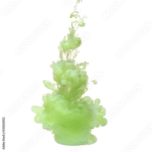 Abstract splash of green paint on white background