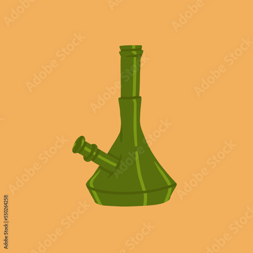 Hand drawn abstract graphic clipart illustration of Medical Marijuana,smoking accessories.Hemp and bong for smoking weed.Cannabis and weed legalization concept design.Trendy vector illustration.