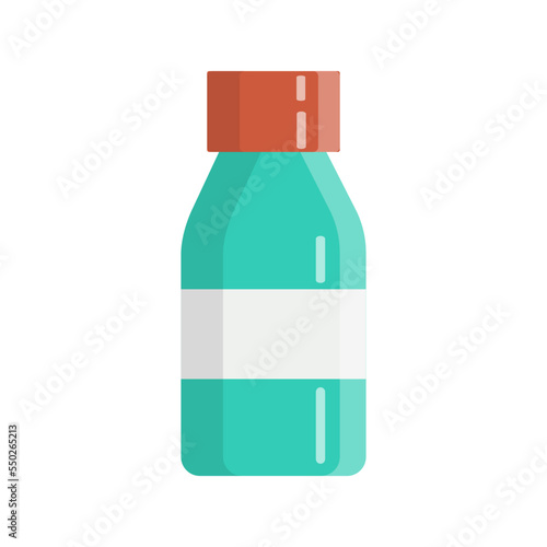 Medical bottle with label. Flat vector illustration.