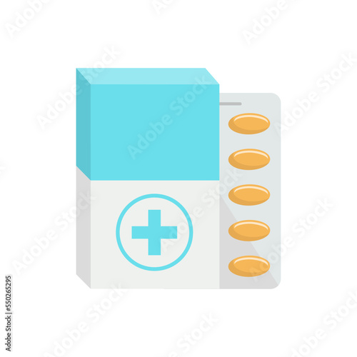 Medical bottle with label. Flat vector illustration.