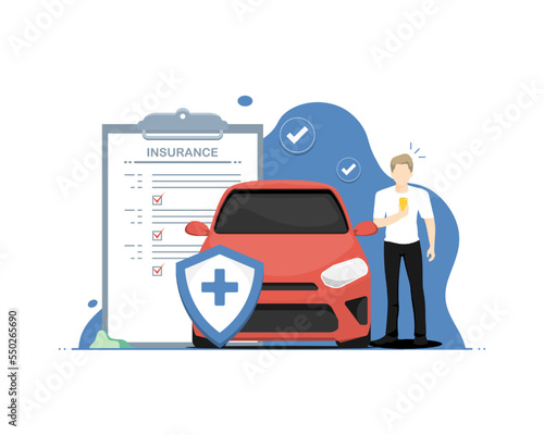 Insurance personal car concept, Human with personal information, Digital marketing illustration.