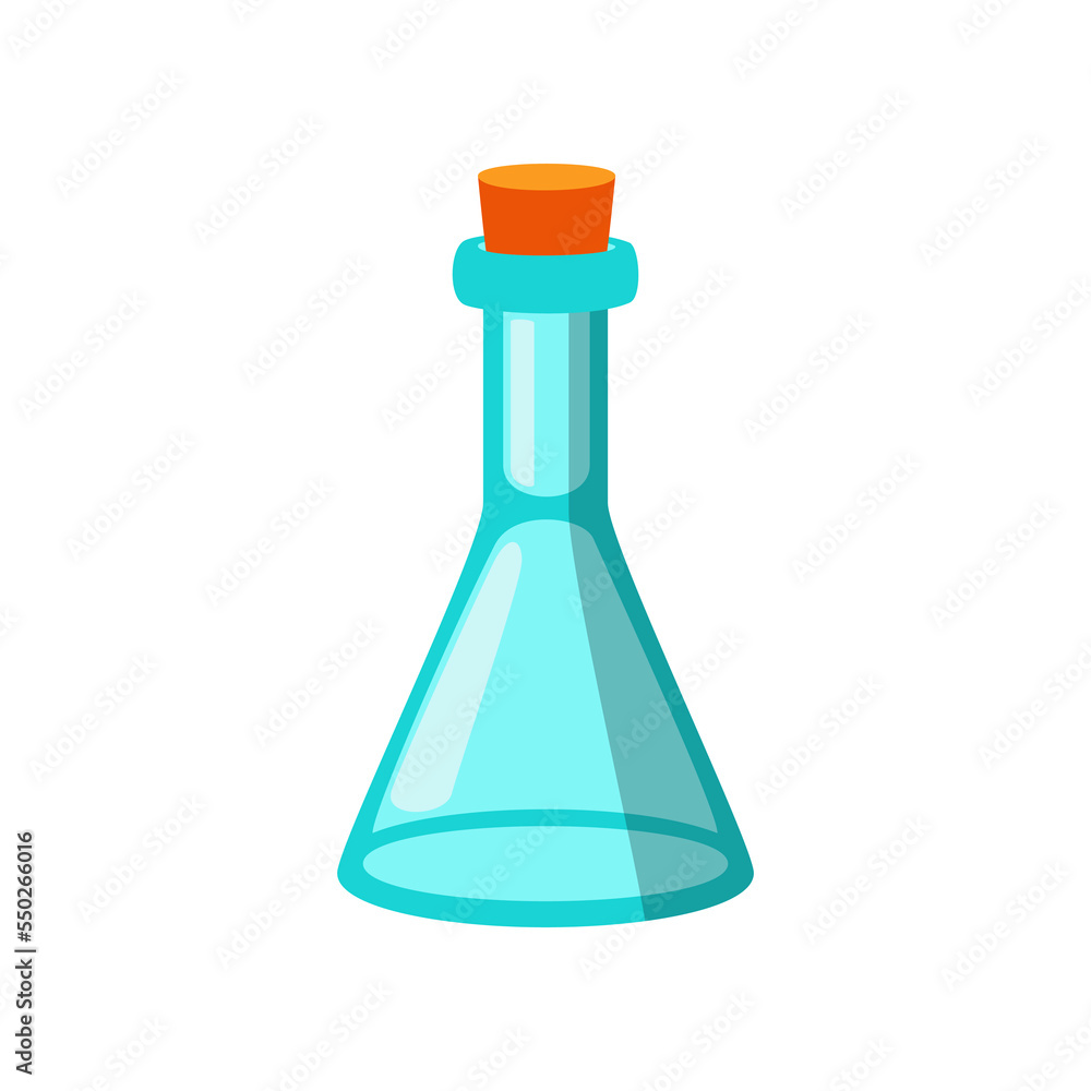 Empty science lab flask vector illustration. Cartoon drawing of laboratory glass bottle for scientific research isolated on white background. Science, chemistry concept Empty science lab flask vector illustration. Cartoon drawing of laboratory glass bottle for scientific research isolated on white background. Science, chemistry concept