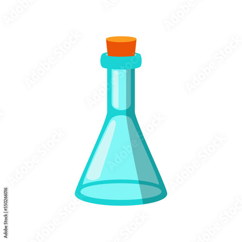 Empty science lab flask vector illustration. Cartoon drawing of laboratory glass bottle for scientific research isolated on white background. Science, chemistry concept