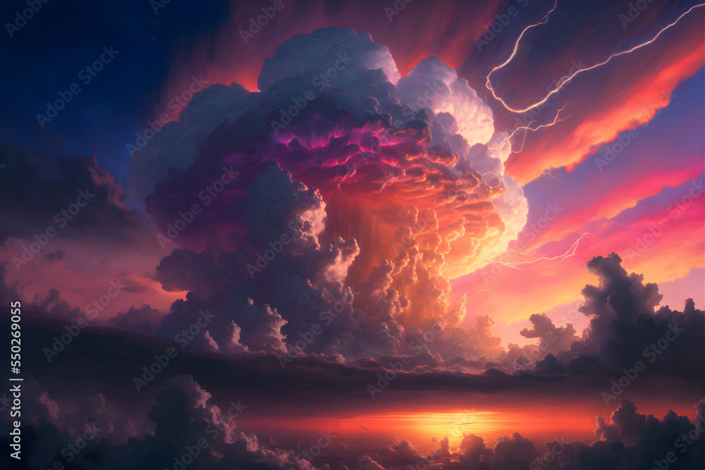 Fototapeta premium A dramatic overcast sky. Suitable for scenes of alien invasion, hell, apocalypse etc. 