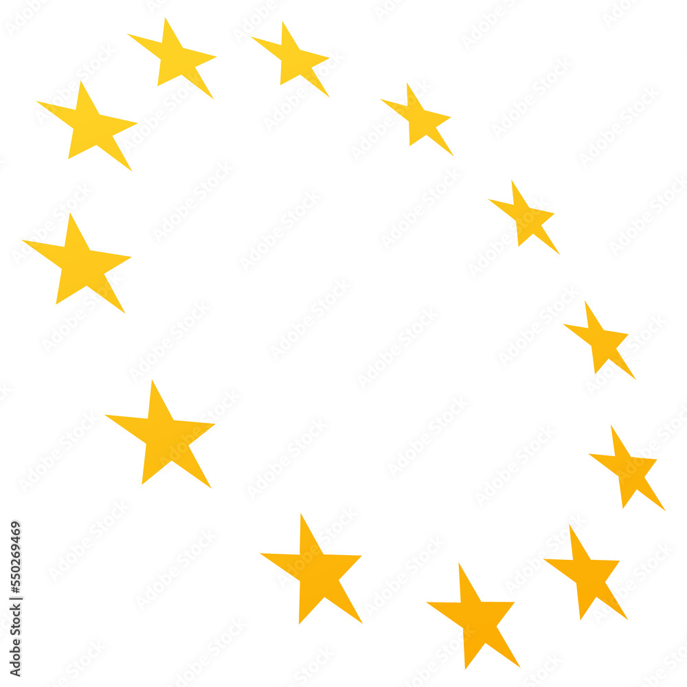 Decoración navideña. Logo aislado abstracto con estrellas doradas en círculo con perspectiva Decoración navideña. Logo aislado abstracto con estrellas doradas en círculo con perspectiva