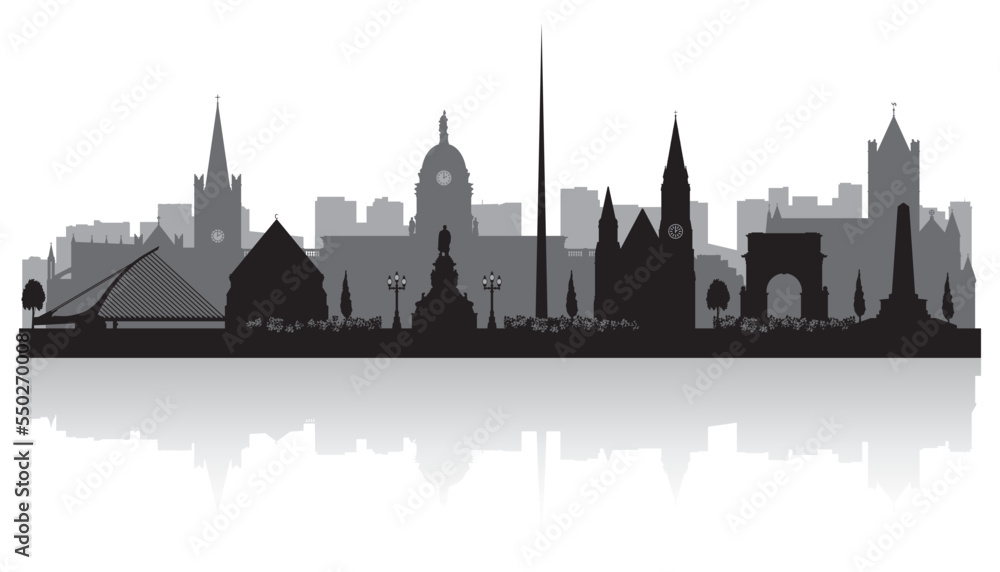 Obraz premium Dublin Ireland city skyline silhouette