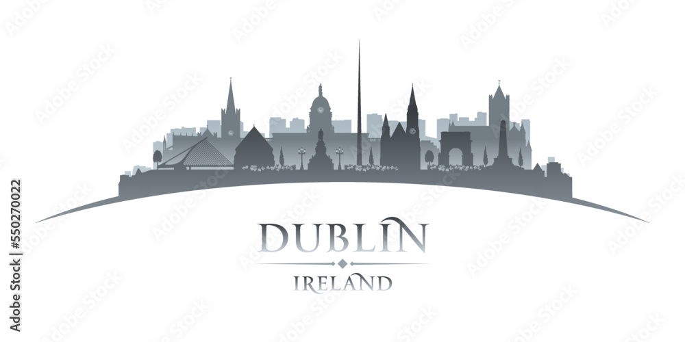 Dublin Ireland city silhouette white background