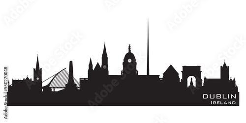 Dublin Ireland city skyline vector silhouette