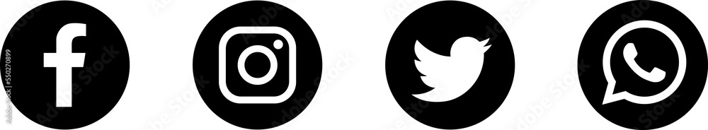 Facebook, Instagram, Whatsapp, Twitter. Collection of logos of popular ...