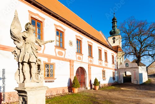 church of Saint  Sigismond and palace in Popice, Znojmo region, Czech Republic photo