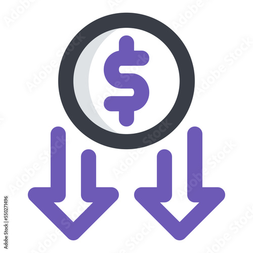 economic crisis colored line icon
