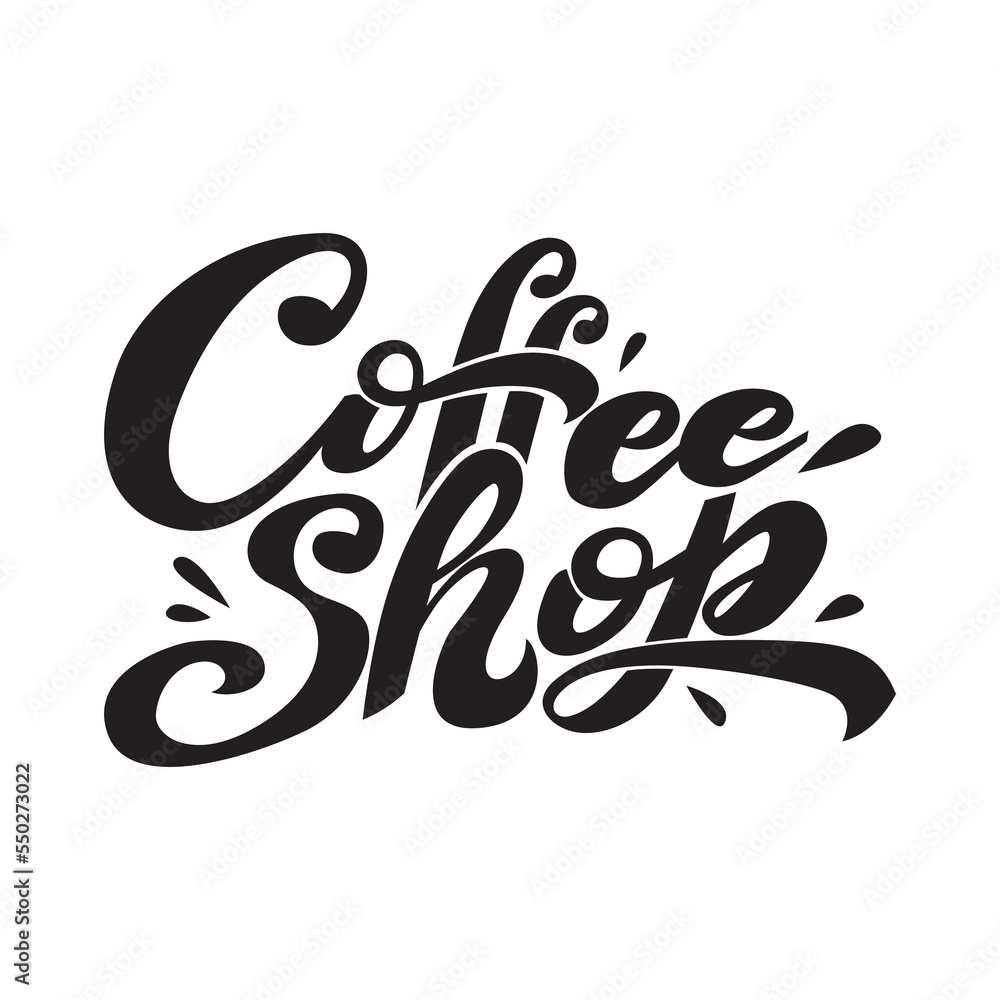 Calligraphy Lettering Coffee. Coffee logo brand marketing Concept. Vector Illustration. 