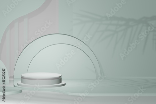 Circular base 3D realistic empty display podium for product placement scene presentation background