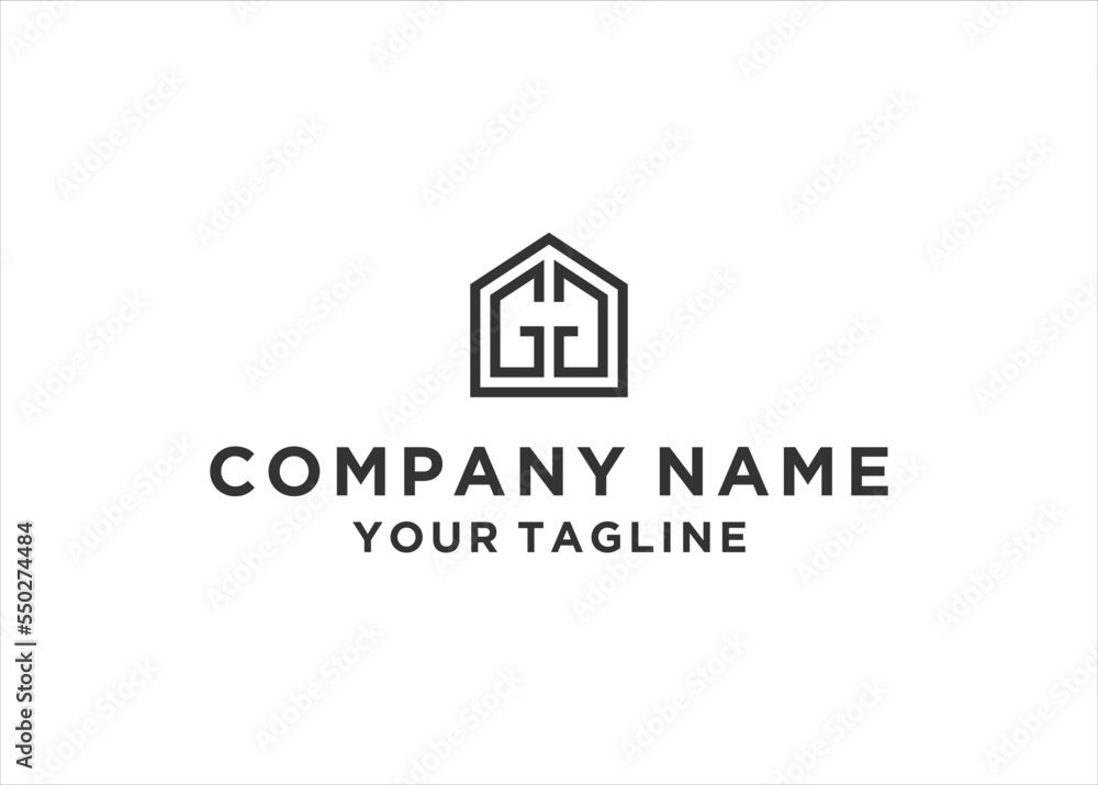 letter gg home logo design vector 