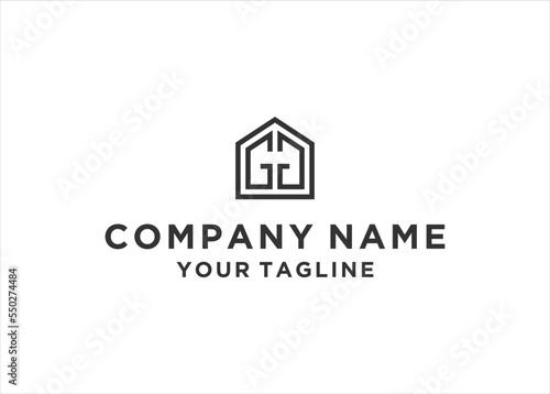 letter gg home logo design vector 