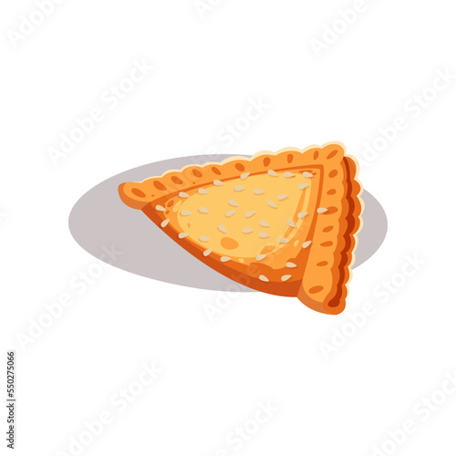 Colorful echpochmak or empanada cartoon illustration. Turkish traditional cuisine meal from meat isolated on white background. Restaurant, menu, food concept.