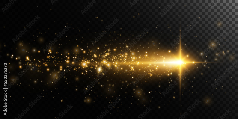 Golden star, on a transparent background, the effect of glow and rays of light, glowing lights, sun.vector. Golden star, on a transparent background, the effect of glow and rays of light, glowing lights, sun.vector.