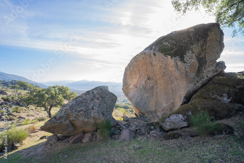 A large granite rock stone broken by the nature
