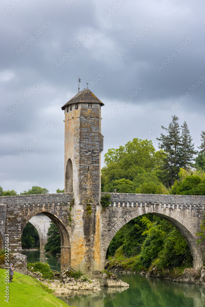 Pont Vieux, bridge in Orthez, New Aquitaine, Departement Pyrenees Atlantiques, France