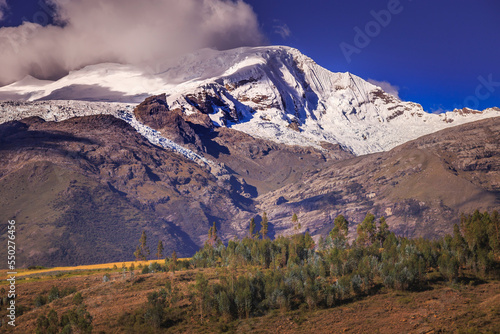 Huascaran Mountain massif in Cordillera Blanca, snowcapped Andes, Ancash, Peru