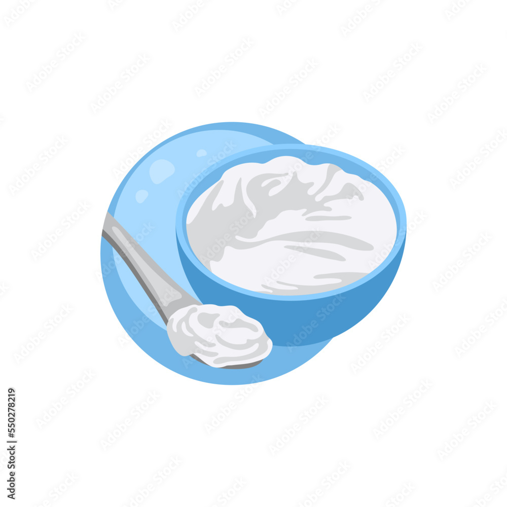 Cream for homemade facial mask vector illustration. Natural ingredient for DIY scrub, face or hair mask, cream on white background. Skin care, nature concept Cream for homemade facial mask vector illustration. Natural ingredient for DIY scrub, face or hair mask, cream on white background. Skin care, nature concept
