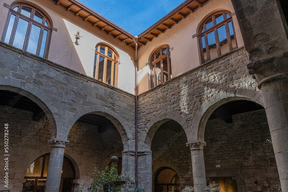 The ancient cloister of Maldolo, Camaldoli Monastery, Arezzo, Italy