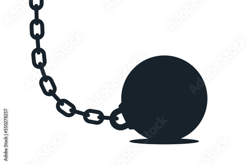 Ball and chain vector concept isolated on white photo