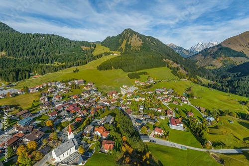 Ausblick auf das Bergdorf Berwang in der Tiroler Zugspitzarena photo