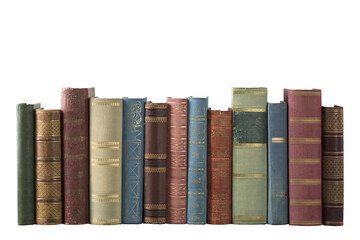 Old books in the row. PNG file.