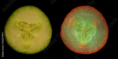 Sichbares vs. Ultraviolet Spektrum Gurke leuchten