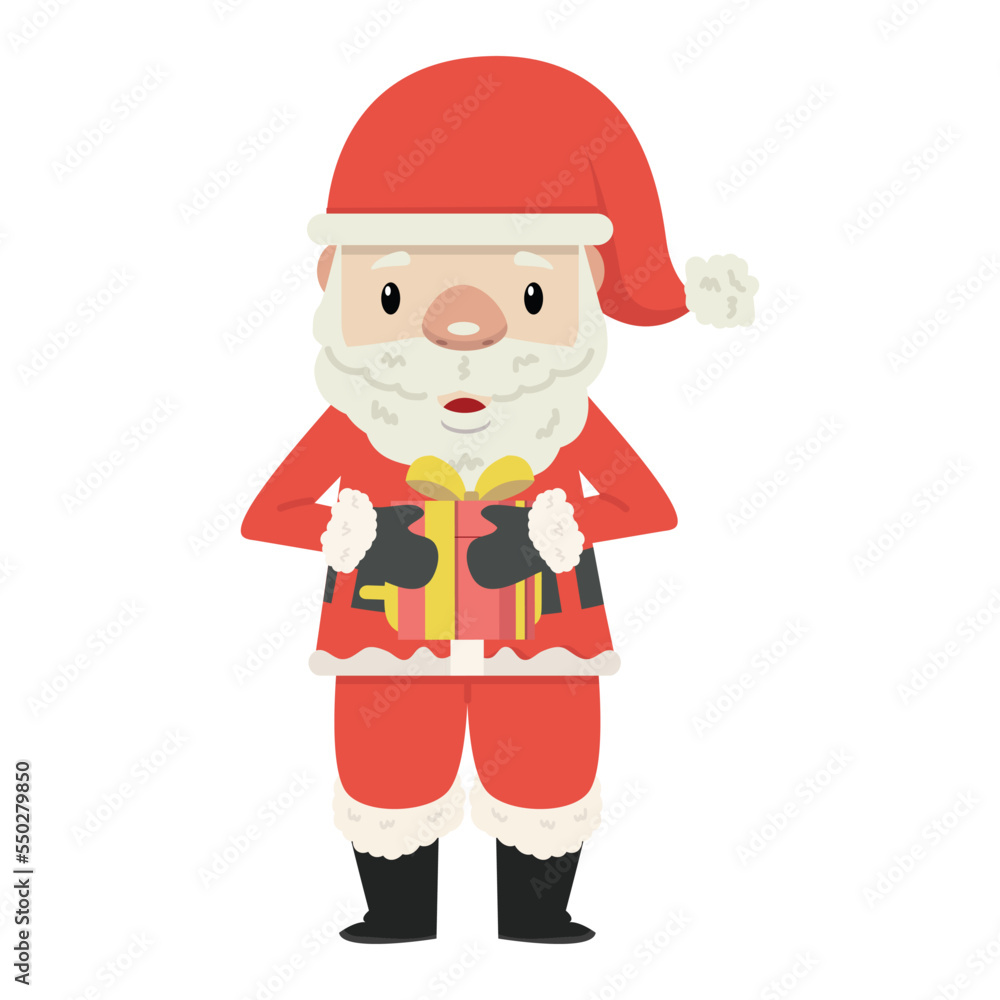 happy Santa Claus hold gift cartoon