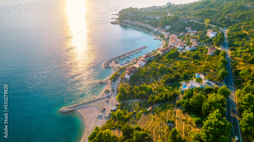 Beautiful beach near Podgora town, Dalmatia, Croatia. Makarska riviera, 