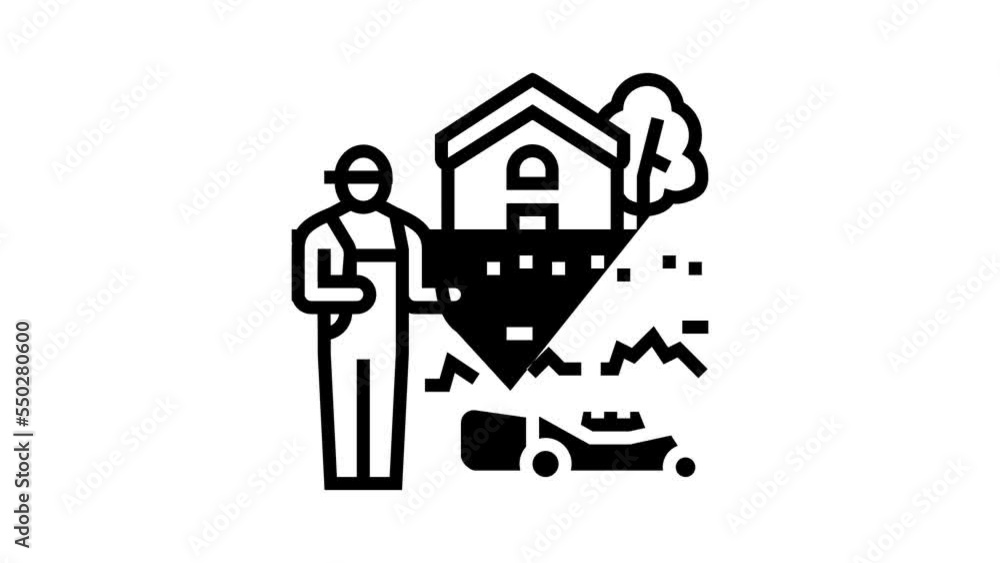 lawn care landscape line icon animation lawn care landscape line icon animation