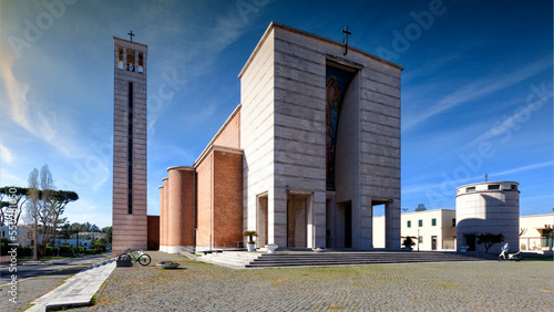 Sabaudia. Latina Parrocchia Santissima Annunziata con Torre civica in Piazza Regina Margherita