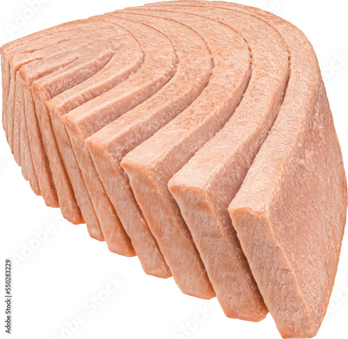 Foto Canned tuna fish fillet isolated