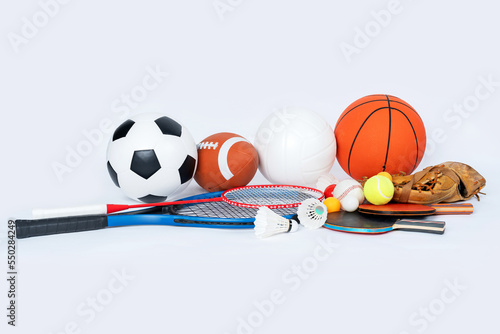  Sports Equipment on white background