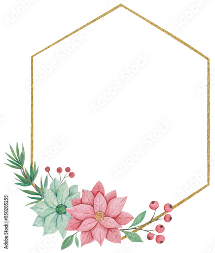 Floral frame hand drawn watercolor clipart
