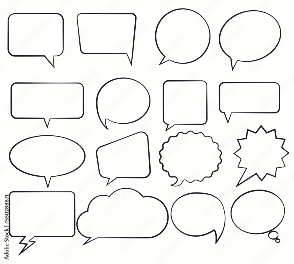 Set of speech bubbles. Comic Retro empty bubble. Vector Set of speech bubbles. Comic Retro empty bubble. Vector