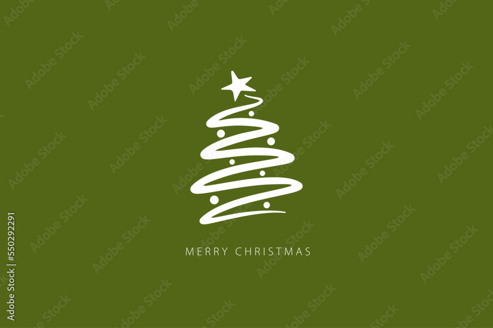 Merry Christmas lettering with Christmas Tree. Card template. Vector illustration Merry Christmas lettering with Christmas Tree. Card template. Vector illustration