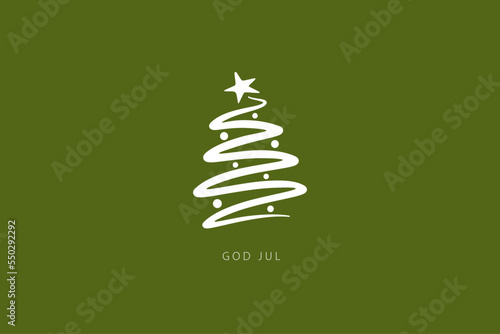 Swedish text God Jul. Merry Christmas. Card template. Vector illustrationn photo