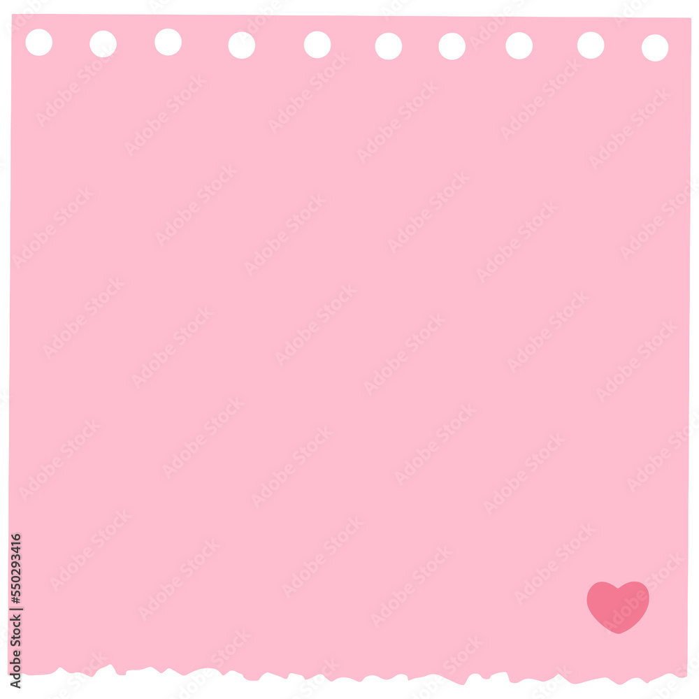 Square Punched Memo Note Paper with Heart Shape