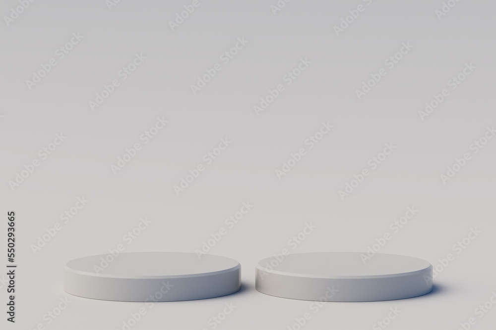 Abstract minimal scene with geometrical. step concrete pedestal podiums on white background. Scene to show cosmetic products presentation. Mock up design empty space. 3d rendering Abstract minimal scene with geometrical. step concrete pedestal podiums on white background. Scene to show cosmetic products presentation. Mock up design empty space. 3d rendering