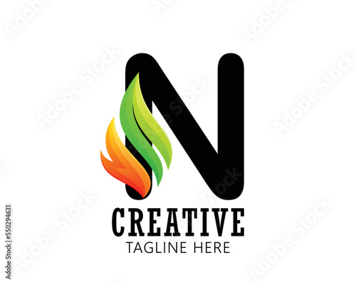 Minimalist and simple Modern n  icon, logo template gradient color concept logo for company and personal use .vector file eps 10