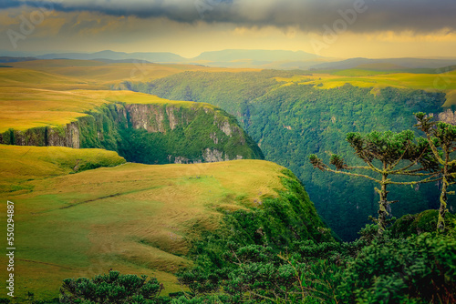 Canyon Montenegro and jungle valley at sunny day, Rio Grande do Sul, Brazil photo