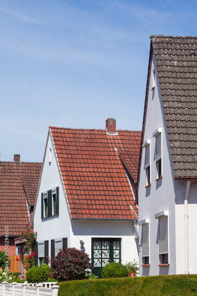 Wohnhäuser, Einfamilienhäuser, Wohngebäude, Osterholz-Scharmbeck, Niedersachsen, Deutschland Wohnhäuser, Einfamilienhäuser, Wohngebäude, Osterholz-Scharmbeck, Niedersachsen, Deutschland