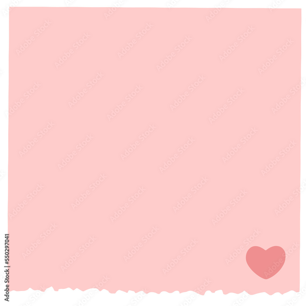 Torn Edge Square Memo Note Paper with Heart