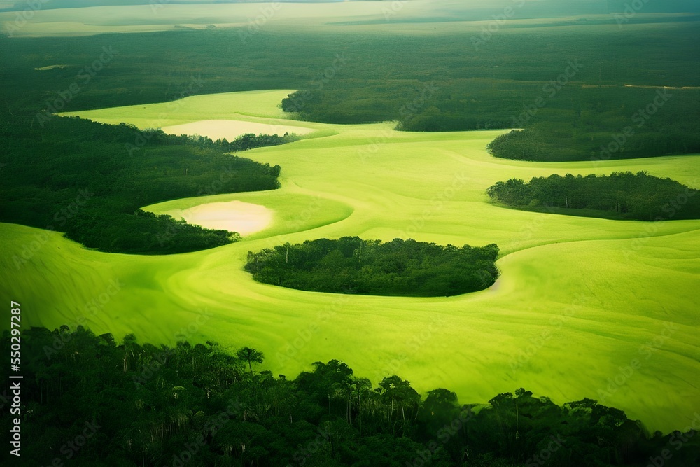 Obraz premium Tranquil sunset over a field. Great photo to show hope, peaceful view, travel and more. 