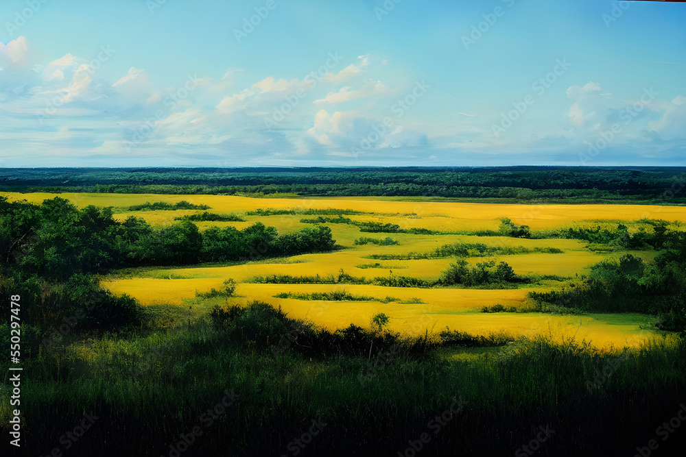 Fototapeta premium Swampy marshland. Palm trees. Tropical forest. 