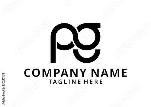 Illustration letter PG modern linked circle round lowercase logo black white
