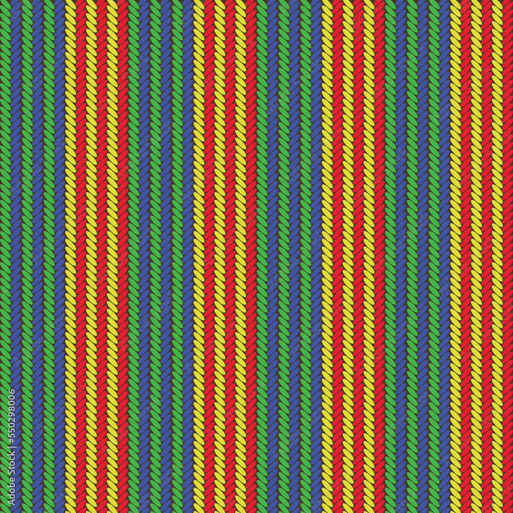 An exotic beautiful yarn-like pattern with alternating colors consisting of green, blue, yellow, red and a dark yellow background. An exotic beautiful yarn-like pattern with alternating colors consisting of green, blue, yellow, red and a dark yellow background.